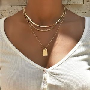 Gold necklace. Layering necklaces. Chain.
